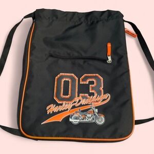 Harley Davidson black & orange drawsack bag